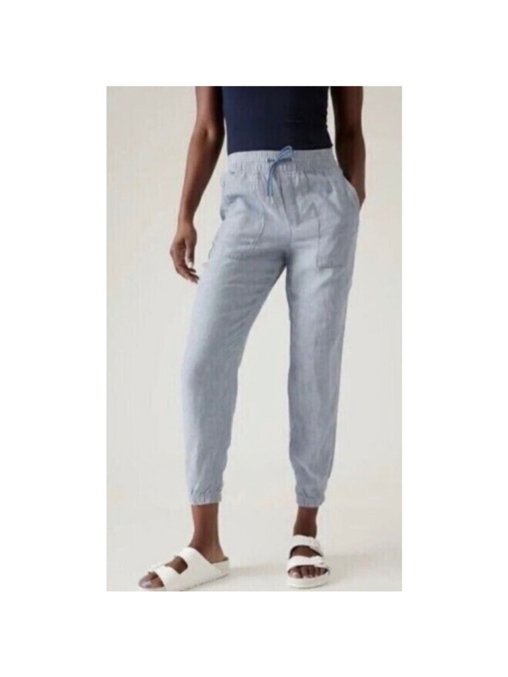 Athleta Retreat Linen Joggers Blue Chambray 531704 Multiple Sizes NWOT